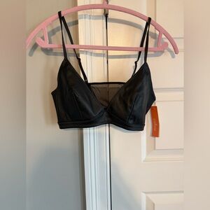 Colsie Black Faux-Leather Bralette